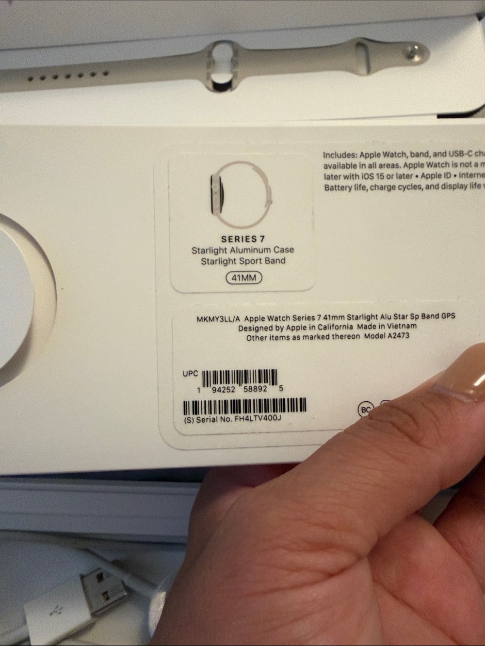 Apple Watch Series 7 with Beige Sport Band and Charger - Picture 4 of 11